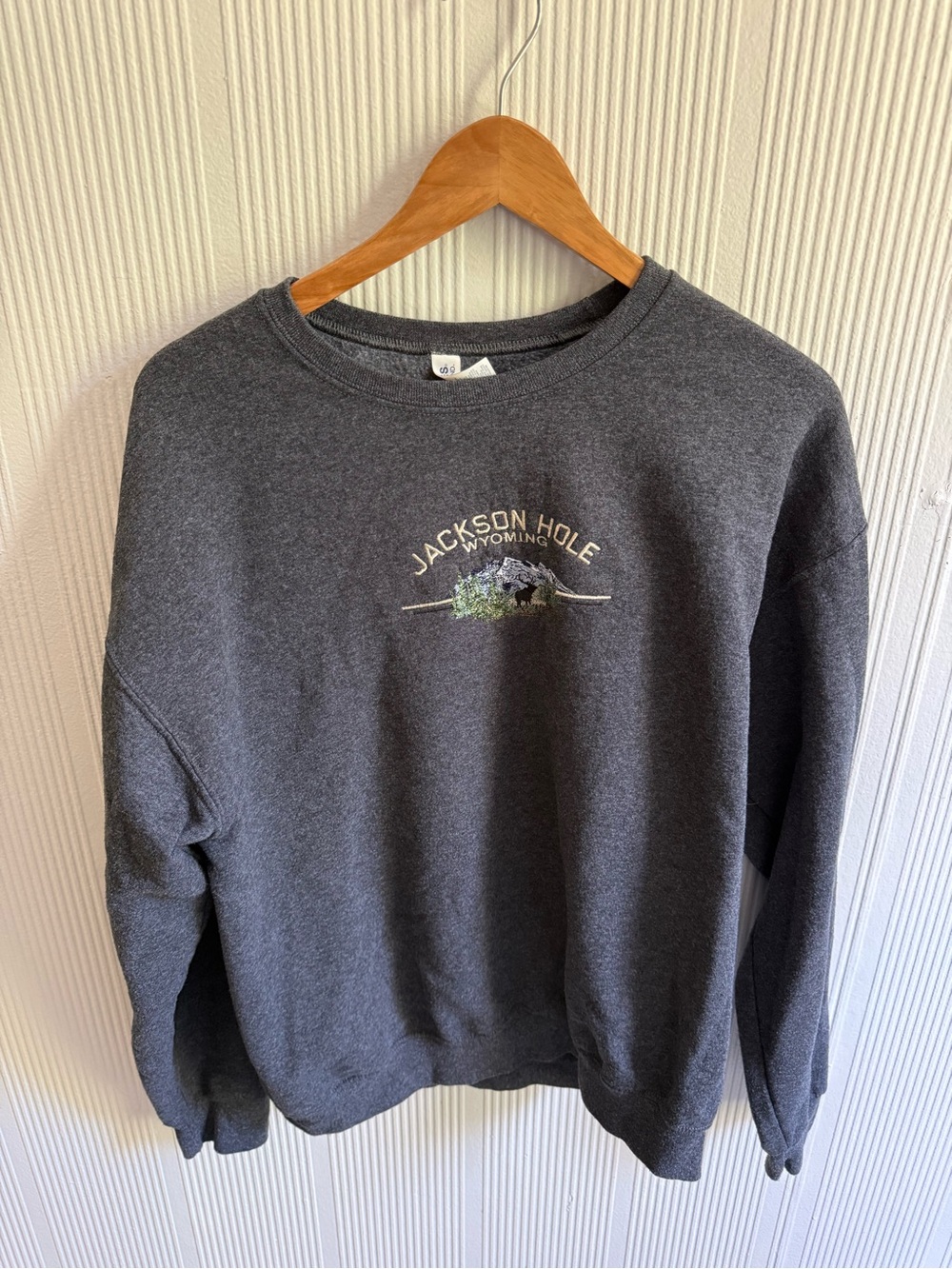 Jackson Hole Wyoming Embroidered Crewneck Sweatshirt - Charcoal